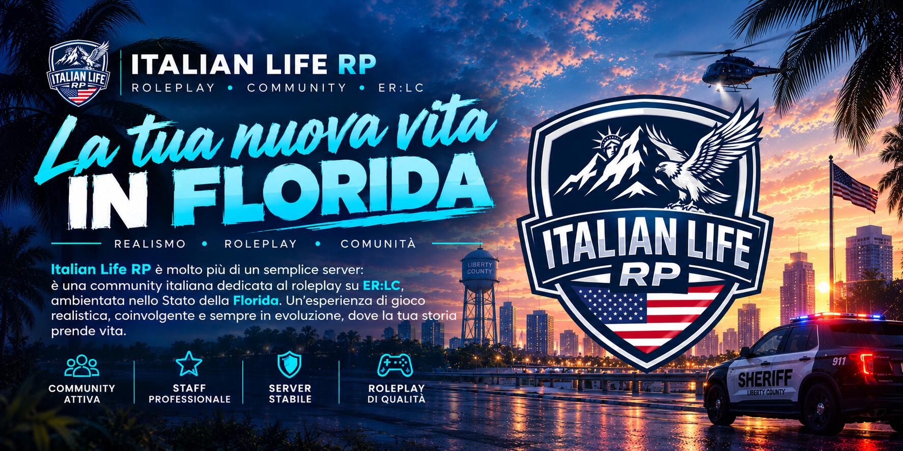 Discovery splash banner for 🇺🇸 | Italian Life RP • American Edition Discord server