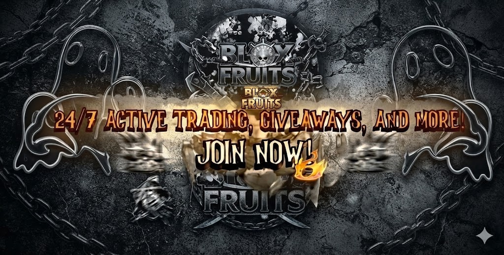 Discovery splash banner for Blox Fruits Trading Server | Trading & Stocks & Values Discord server