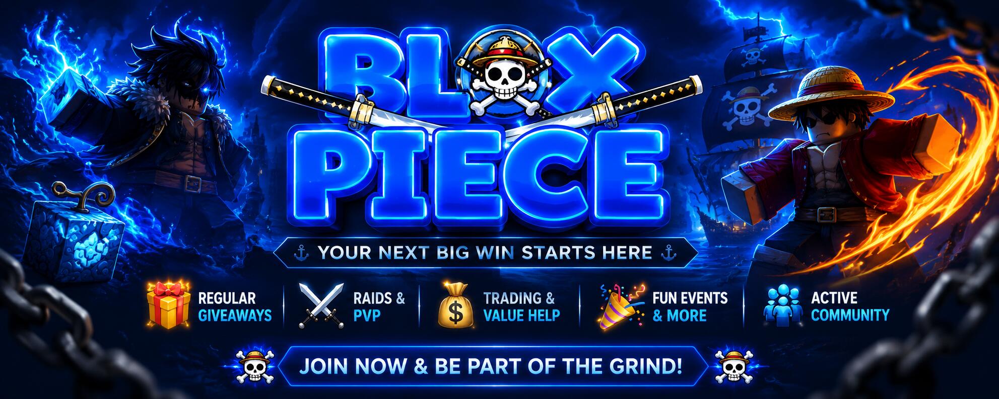 Discovery splash banner for Blox Piece Discord server