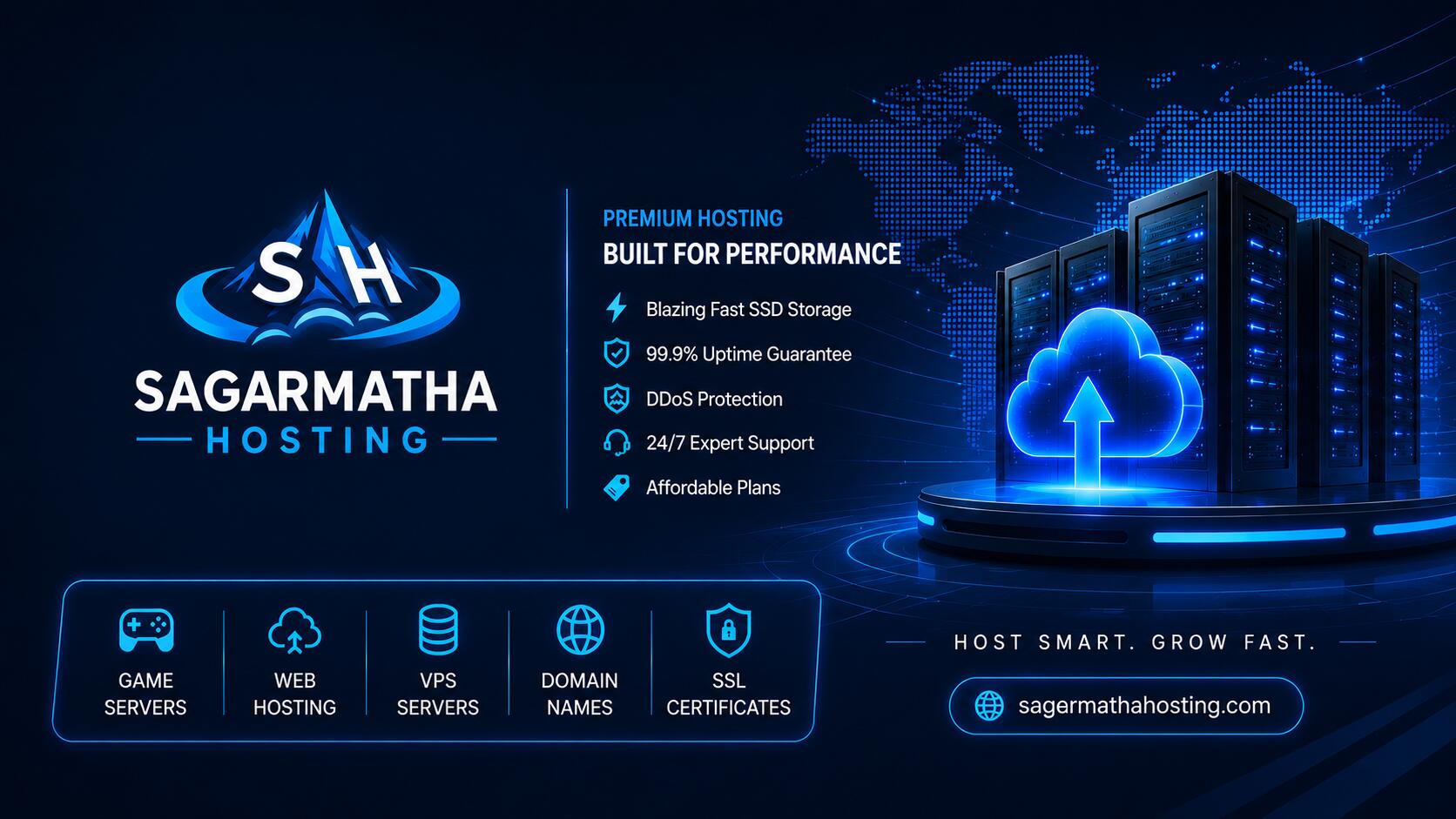 Discovery splash banner for Sagarmatha Hosting Discord server