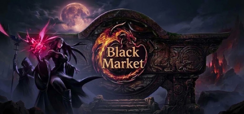 Discovery splash banner for Albion Black Market Discord server