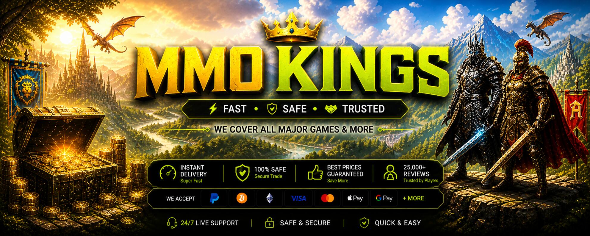 Discovery splash banner for MMO Kings β Buy & Sell MMO Gold MMO Gold Market Discord server