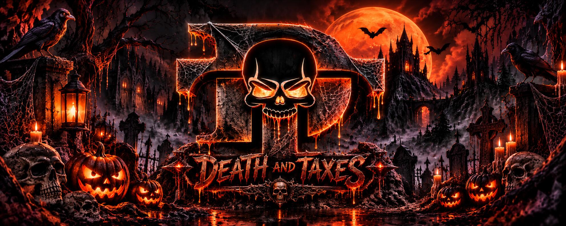 Discovery splash banner for Death & Taxes Discord server