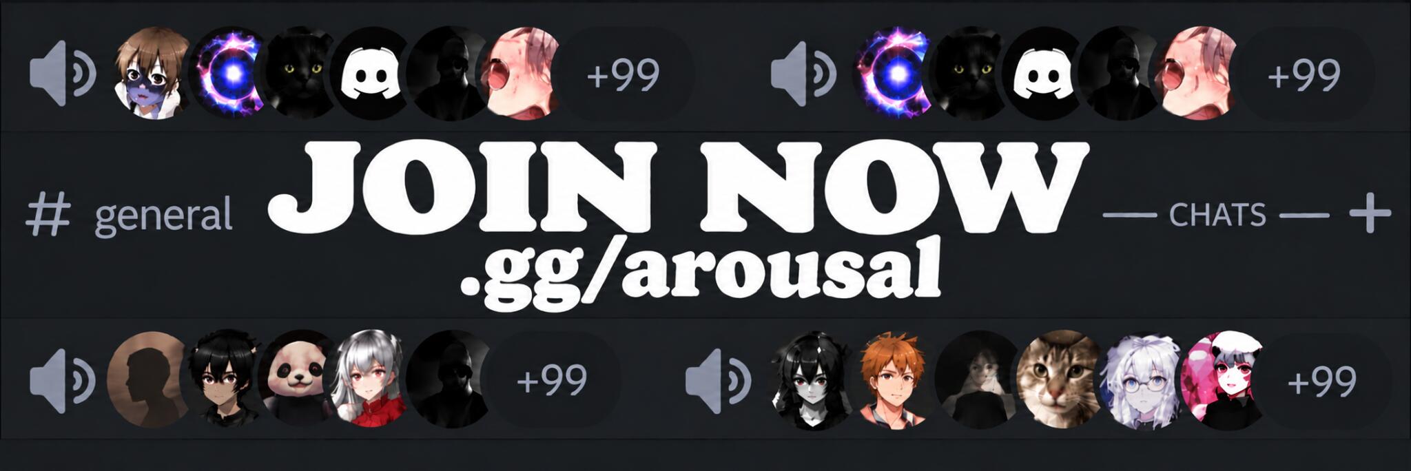 Discovery splash banner for Arousal™ | Social • Active • Fun • Hangout • Voice Chat • Chat • SFW • Love • Egirls Discord server