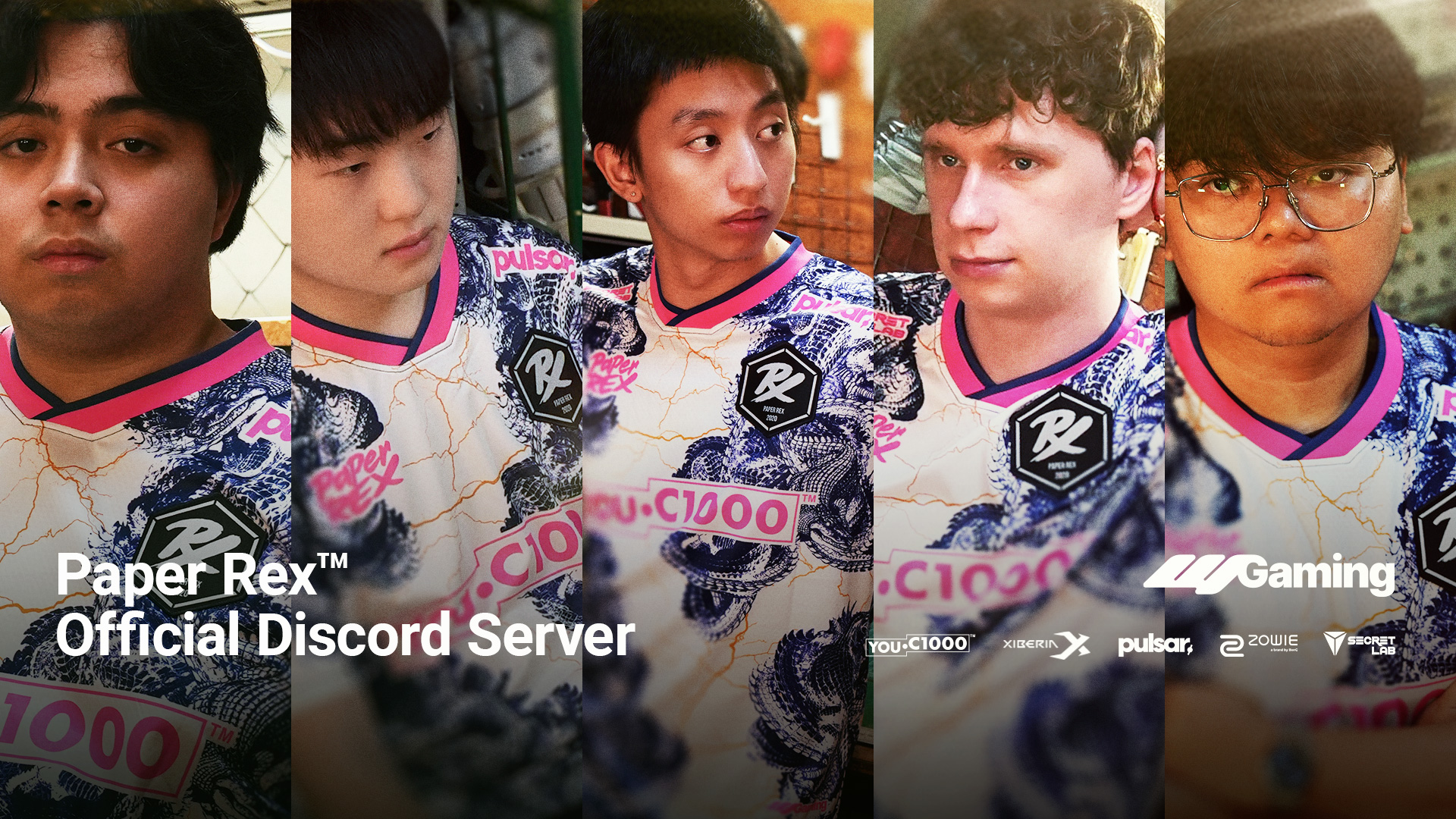 Discovery splash banner for Paper Rex™ Discord server