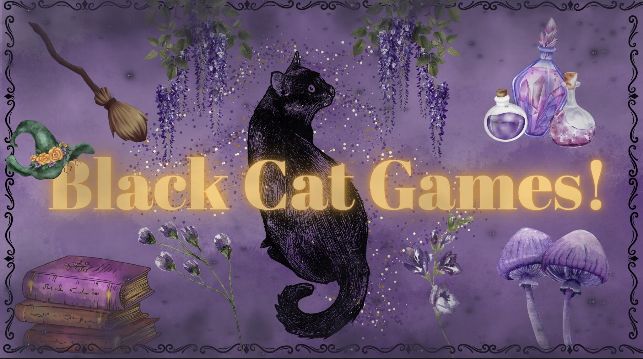 Discovery splash banner for Black Cat Games! Discord server