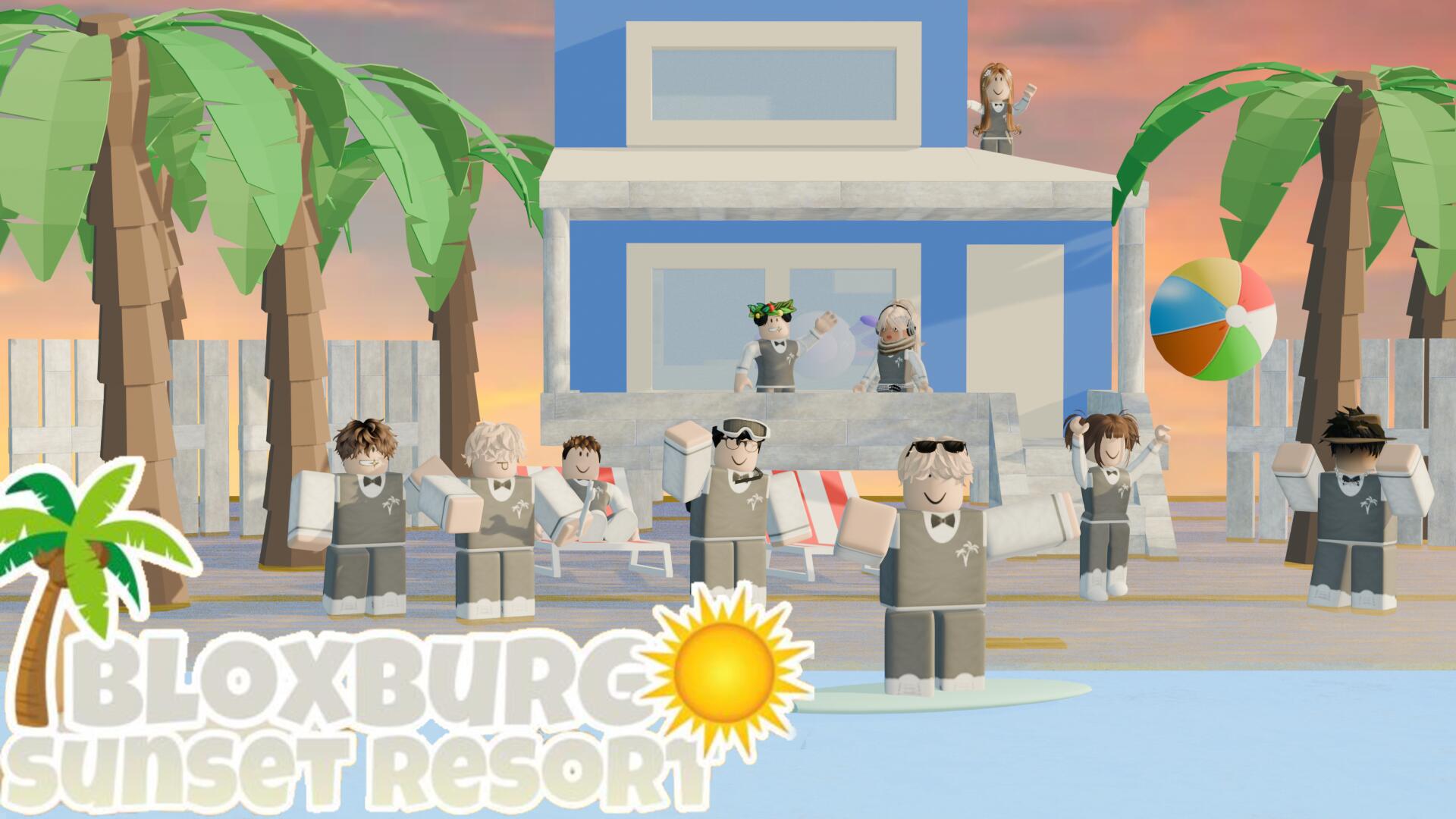 Discovery splash banner for Bloxburg Sunset Resorts Discord server